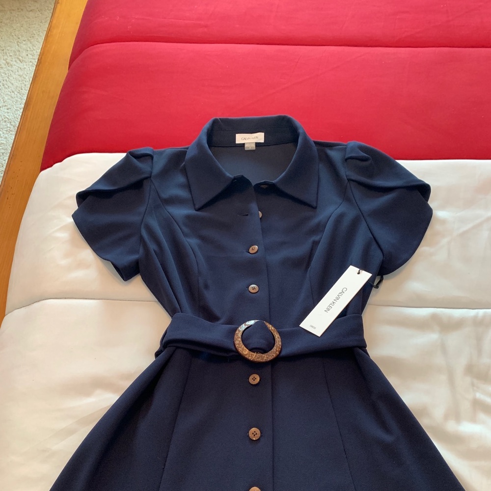 🌷Perfect for Spring & NWT! Calvin Klein Short Sleeve Button Down Dress